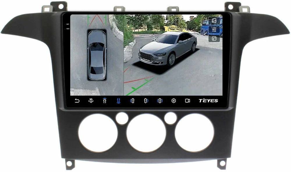 Магнитола для Ford S-Max, Galaxy 2 2006-2015 (кондиционер) - Teyes CC3-2K-360 на Android 10, 2K QLED, 6Гб+128Гб, CarPlay, 4G SIM-слот, 4 камеры в комплекте