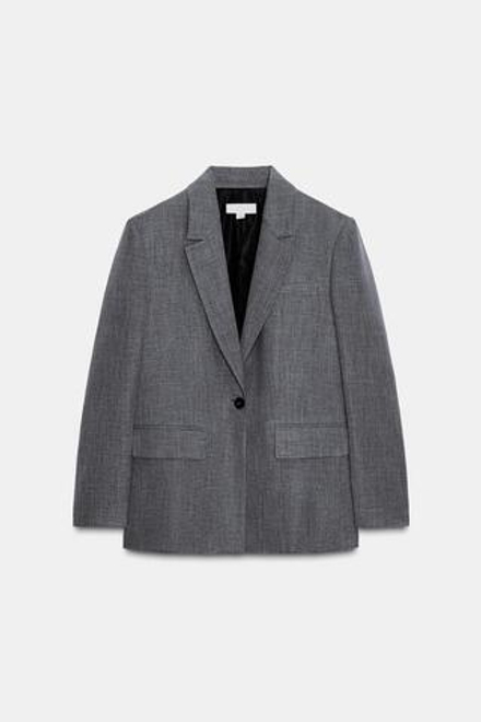 ZARA БЛЕЙЗЕР В ЕЛОЧКУ С ПОДПЛЕЧНИКАМИ, СЕРЫЙ