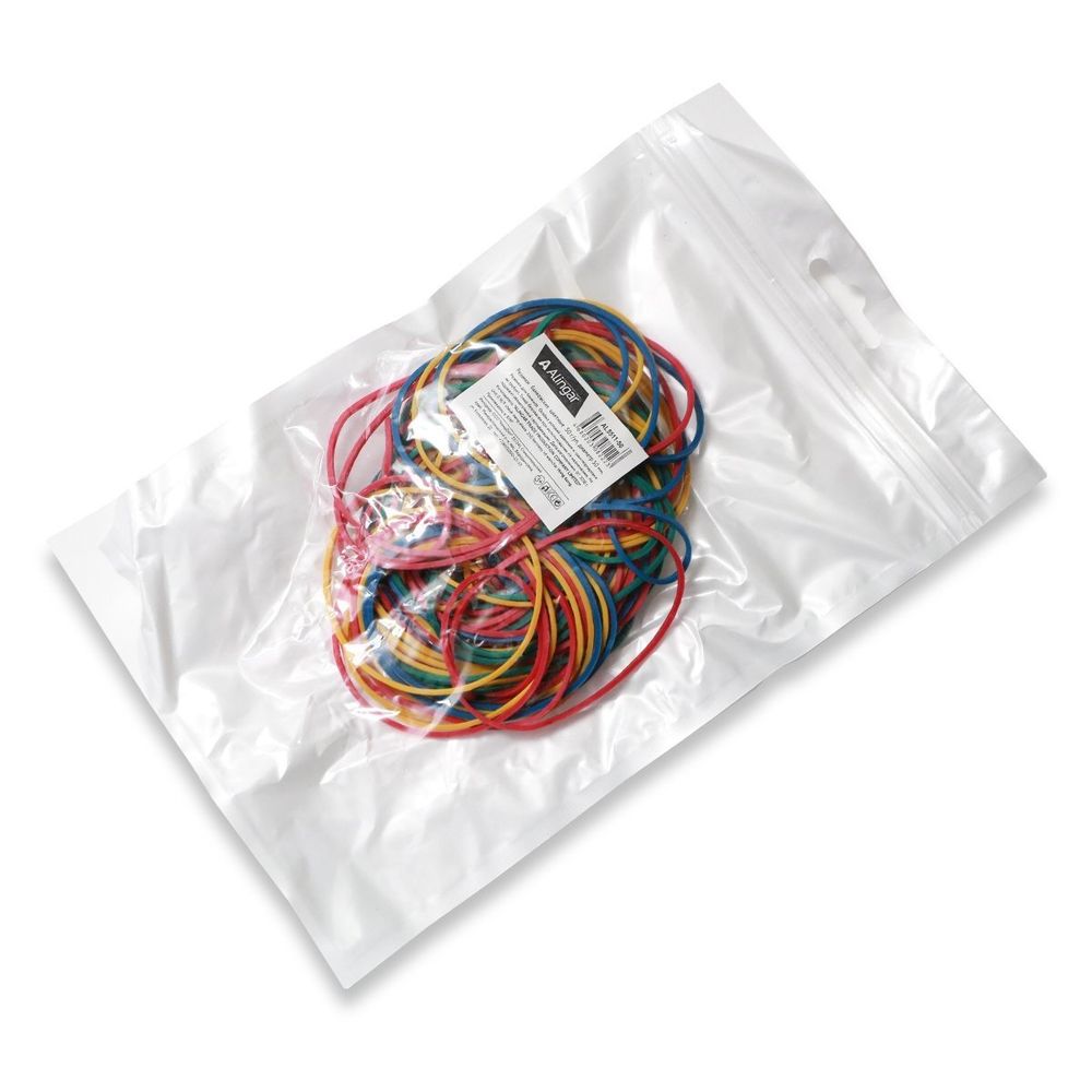 Резинки для денег банковские 50 мм, Alingar, 50 гр, цветные, зип - пакет, европодвес