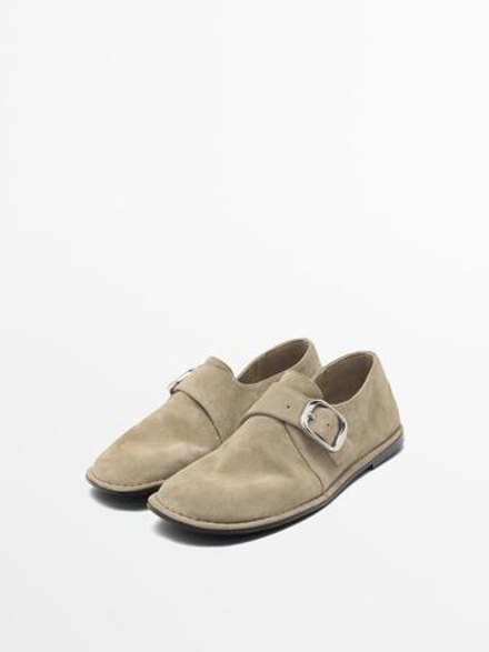 Massimo Dutti Мягкие лоферы с пряжкой, песочно-коричневый
