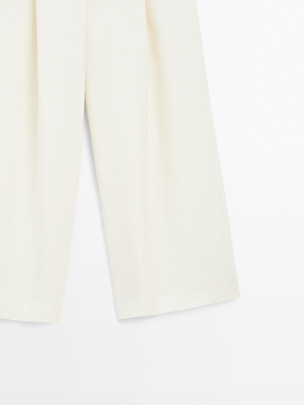 Massimo Dutti Льняные брюки с широкими штанинами - STUDIO, натуральный/кремовый