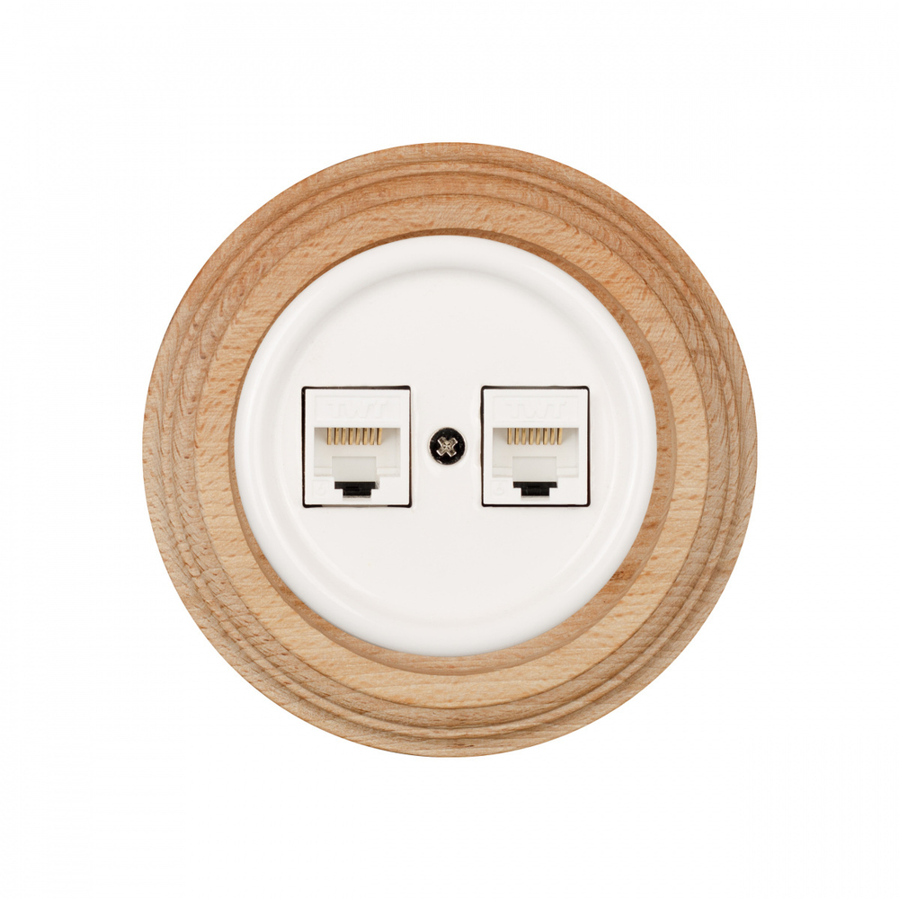 Розетка RJ45 информационная двойная, керамика, цвет белый, декор D6/2 B1-302-01-D6/2