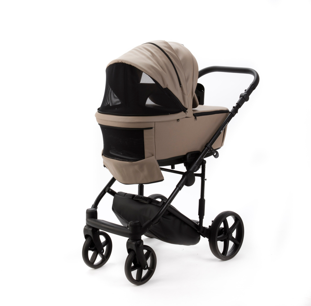 Детская универсальная коляска Adamex ZICO NEW Deluxe ZN-SA9 2в1 (Темно-бежевая экокожа)