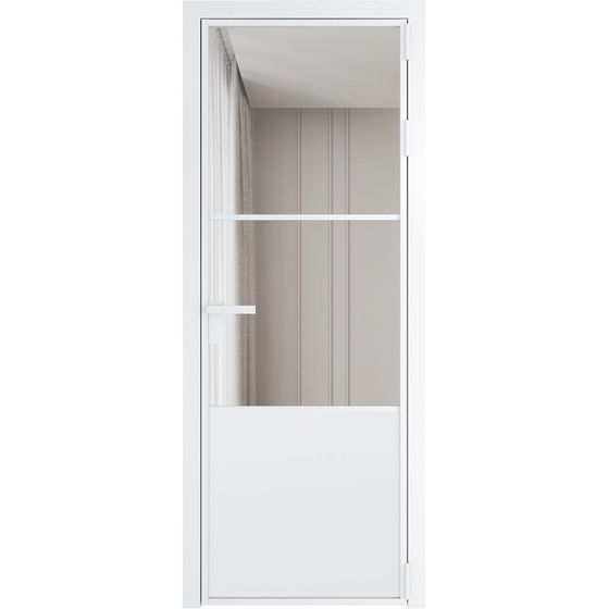 Алюминиевая дверь 20AG вайт стекло прозрачное