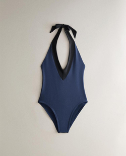 ZARA HOME КУПАЛЬНИК С ЗАВЯЗКАМИ НА ШЕЕ, СИНИЙ