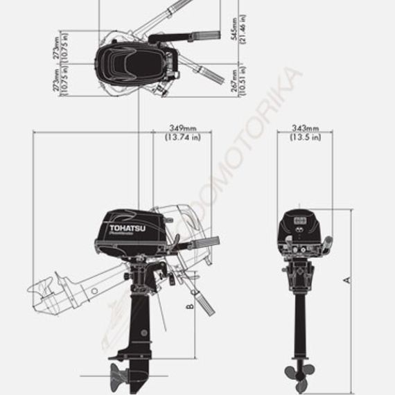 Лодочный мотор Tohatsu MFS5C S-S 5 л.с. четырехтактный