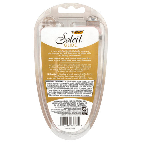 BIC, Soleil Glide, одноразовые бритвенные станки, 2 шт.