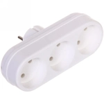 Тройник Toker 6/10A плоский универсальный белый