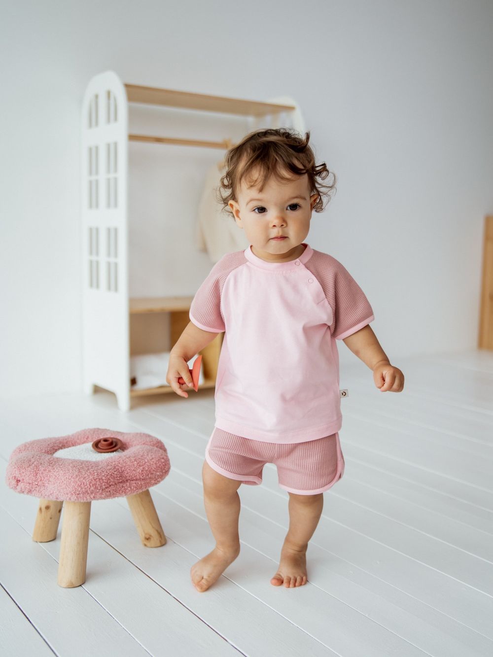 Комплект футболка и шорты "Роза" из рифленой ткани 0+