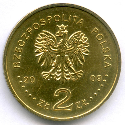 2 злотых 2009 год. Польша. 90 лет Верховной контрольной палате. Латунь XF-AU