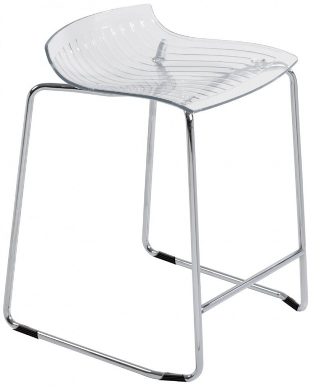 Табурет прозрачный полубарный Papatya X-Treme Sled, хромированный, прозрачный