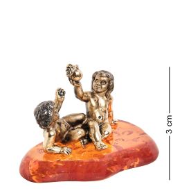 Народные промыслы AM- 986 Фигурка «Знак зодиака-Близнецы» (латунь, янтарь)