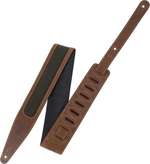 M317TRI-BRN-GRN Voyager Pro Series Ремень для гитары, кожаный, коричневый/зеленый, Levy's