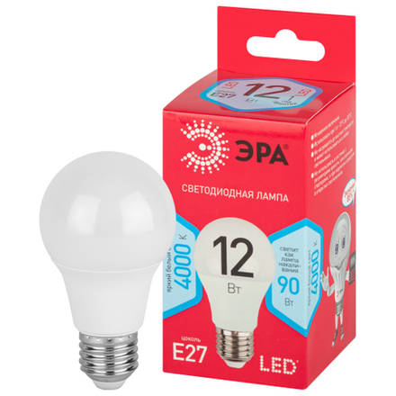 Лампочка светодиодная ЭРА RED LINE LED A60-12W-840-E27 R Е27 / E27 12 Вт груша нейтральный белый свет