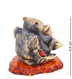 Народные промыслы AM-3667 Фигурка «Кот Бесит все» (латунь, янтарь)