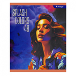 Тетрадь 48л., А5, клетка, Alingar "Splash colours", скрепка, мелованный картон (стандарт), выб УФ лак, блок офсет, 4 дизайна в пленке т/у
