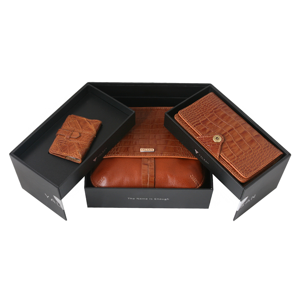 Комплект женская сумка с кошельком и визитницей Yalsan Leather натуральная кожа Иран RAD-CHN-056-GC 623