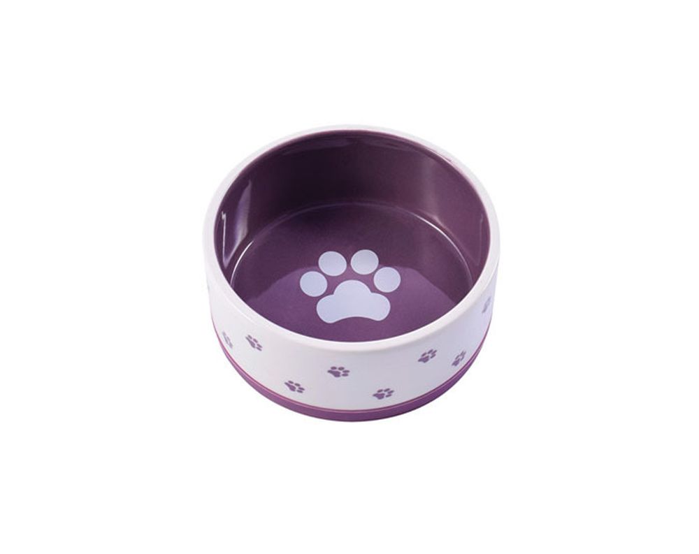 КерамикАрт миска керам. нескользящая для собак 360 мл белая с фиолетовым (360 мл)