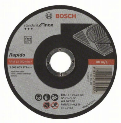 Диск отр. нерж 125х1,0х22 BOSCH Standart 2608603171