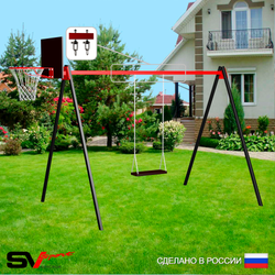 Уличные качели Sv Sport УК170КВ1 (3.0м/Щит баскет/Деревянные/Подвесы на втулке 1к)