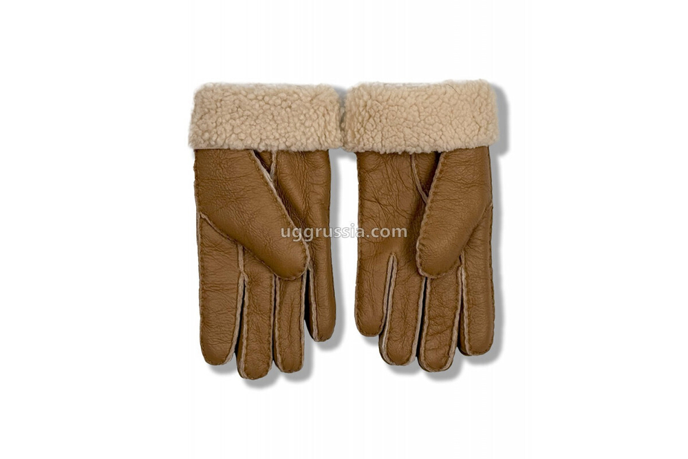 UGG Женские Кожаные Перчатки Коричневые