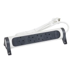 Legrand Revolution Комфорт Бело-черный Удлинитель 4x2К+З с выкл., кабель 1,5м, плоские розетки, фиксируемый поворотный блок, 694529