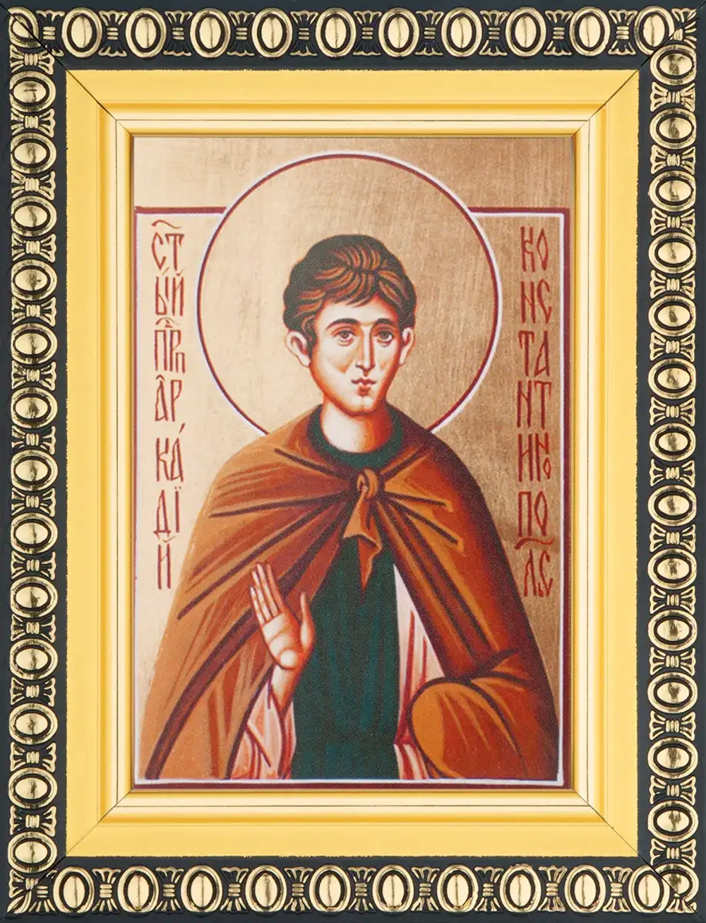Икона "Аркадий Константинопольский" 6х9 в раме 8х11