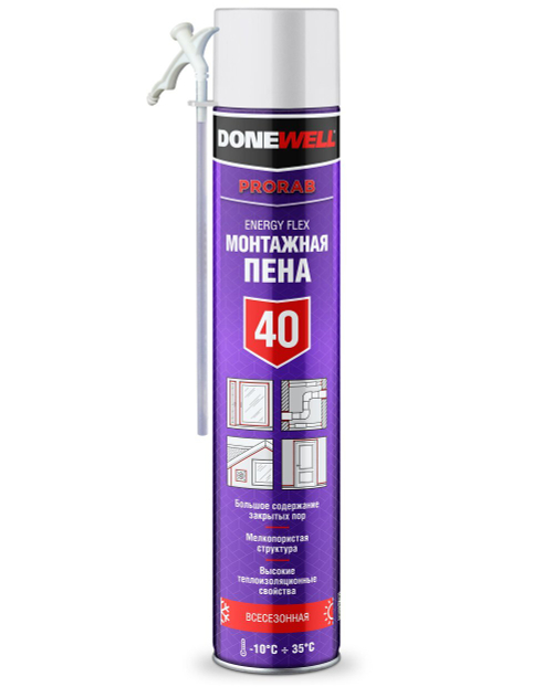 Пена полиуретановая монтажная бытовая Donewell ENERGY FLEX 40 всесезонная