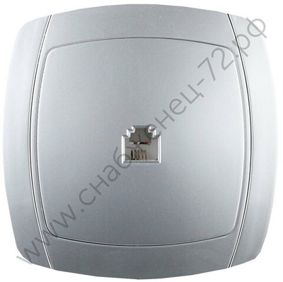 СВЕТОЗАР Акцент, телефонная одинарная в сборе цвет серебристый металлик, Электрическая розетка (SV-54217-SM)