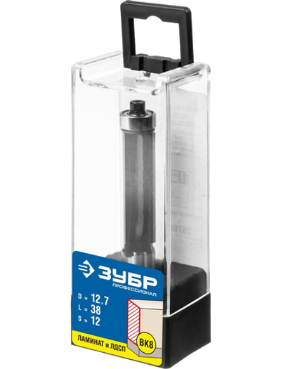 ЗУБР 12.7 x 38 мм, хвостовик 12 мм, фреза кромочная с нижним подшипником, Профессионал (28783-12.7-38-12)