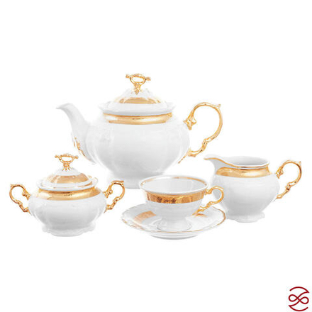 Чайный сервиз на 6 персон Thun Мария Луиза золотая лента 17 предметов