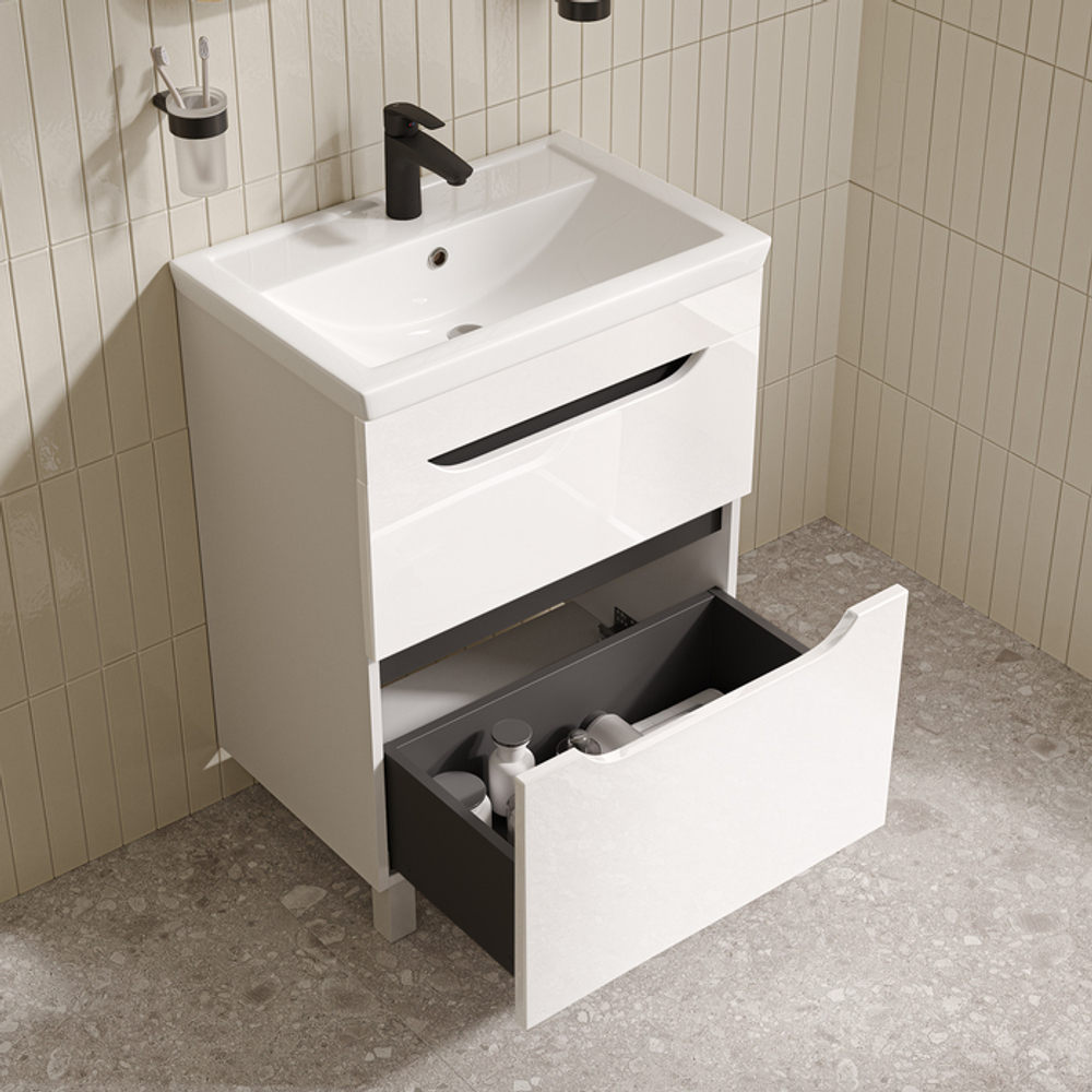 Тумба с умывальником IDDIS Ray, напольная, 60 см, белый, RAY60WFi95K