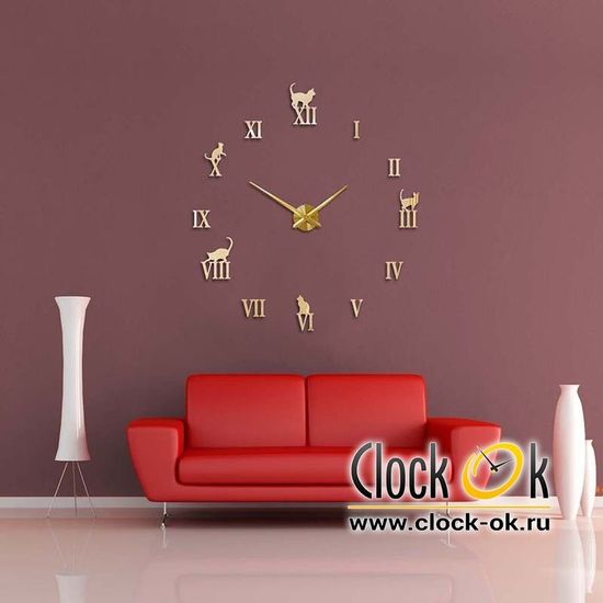 Настенные 3D часы Charm Cat