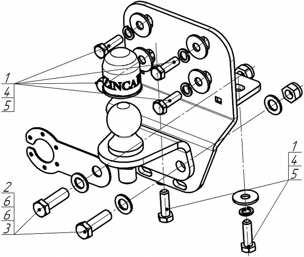 Фаркоп ZincaR ОЦИНКОВАННЫЙ Toyota LC Prado 120, FJ Cruiser, LC Prado 150 (Оцинк. шар)(паспорт и сертификат в комплекте)(без электрики) ZT105FE