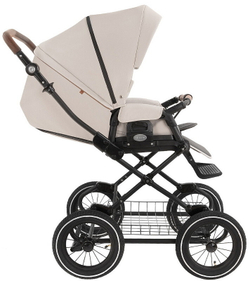 Детская коляска Roan Bass Next Classic Кожа d12 3 в 1 с автокреслом Elo Lux Black RCL301/1 Island Stone