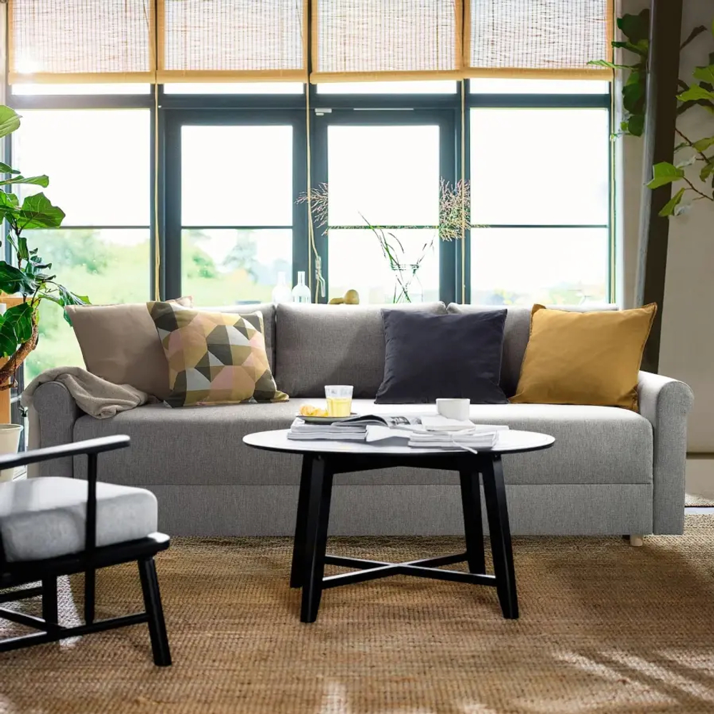 3-местный диван-кровать - IKEA DÅNHULT/DANHULT,  78x96x220см, серый, ДАНХУЛЬТ ИКЕА