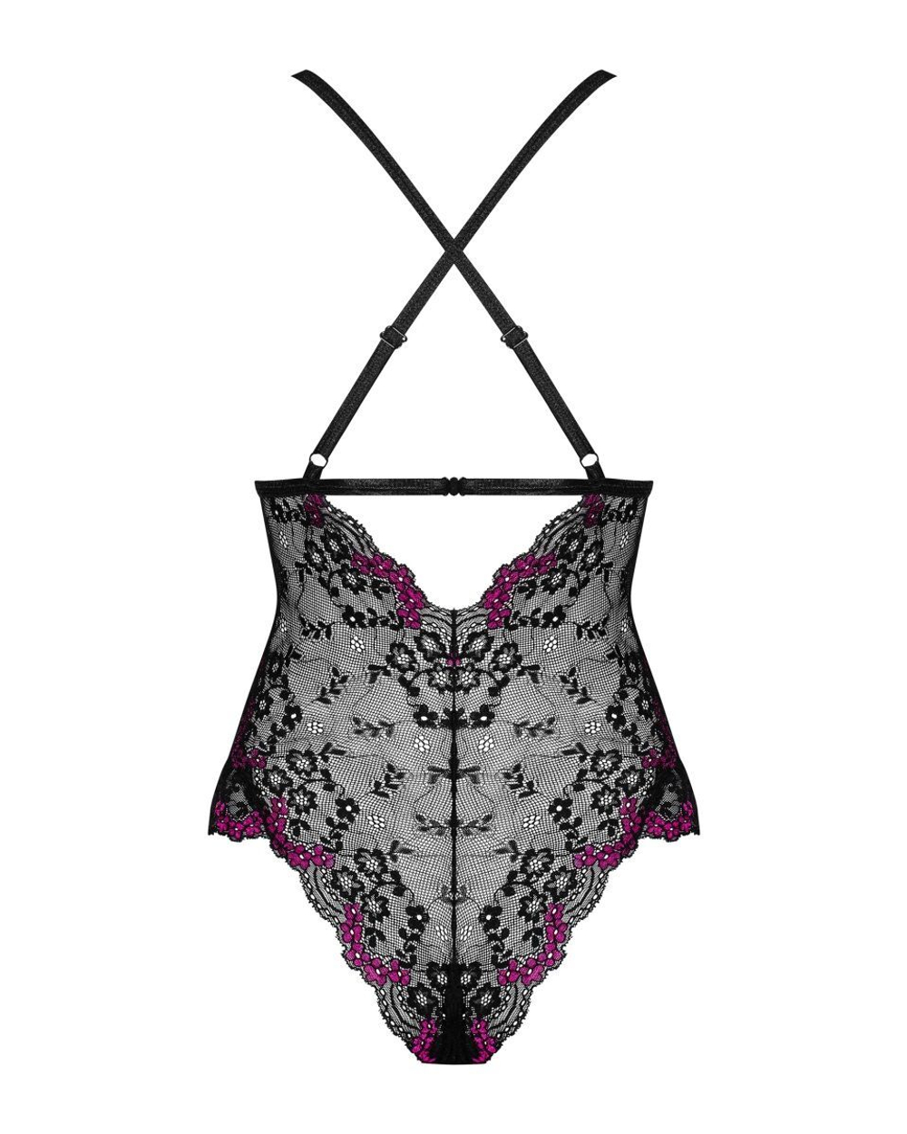 Роскошное боди Vanessme с кружевными вставками (Размер: L-XL) (Цвет: черный)