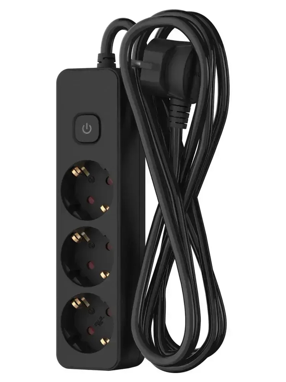 Удлинитель сетевой для розетки ФОТОН 16А 3 метра 3 розетки с выключателем с заземлением черный, ГОСТ