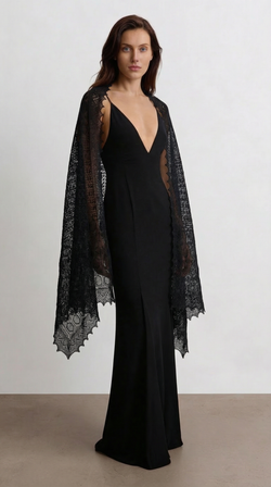 Палантин "Северные узоры" из ультрамягкого оренпуха - Черный