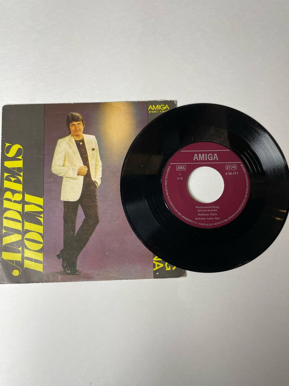 Винтажная виниловая пластинка LP Andreas Holm Wochenend Song / Dana (ГДР 1981) 7 дюймов
