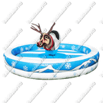 Надувной аттракцион Родео, олень+батут, "Северный олень", круглый, 6*6*3 м