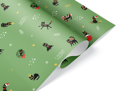 Упаковочная бумага «С Новым годом. Классный кот» 0,7×1 м, 80 г/м²