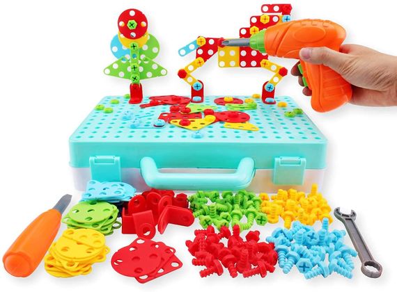 249pcs creative DIY assembly 3D puzzle with screw driver mosaic puzzle toy box for kids