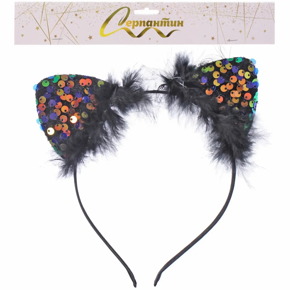 Ободок карнавальный «Пушистые ушки», микс