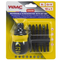 Отвертка реверсивная с набором бит специальных,в блистере WMC TOOLS WMC-32807MR