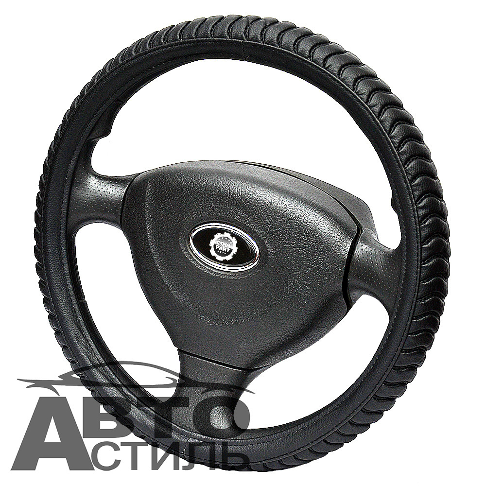 Оплетка на руль круглая Coolpart MAXIMAL (38*38) к/з черный JJ-68-BL