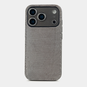 Чехол-накладка для iPhone 17 Pro из кожи ящерицы, серого цвета