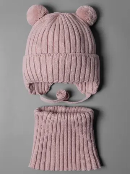 Шапка с завязками и снуд детская, осень