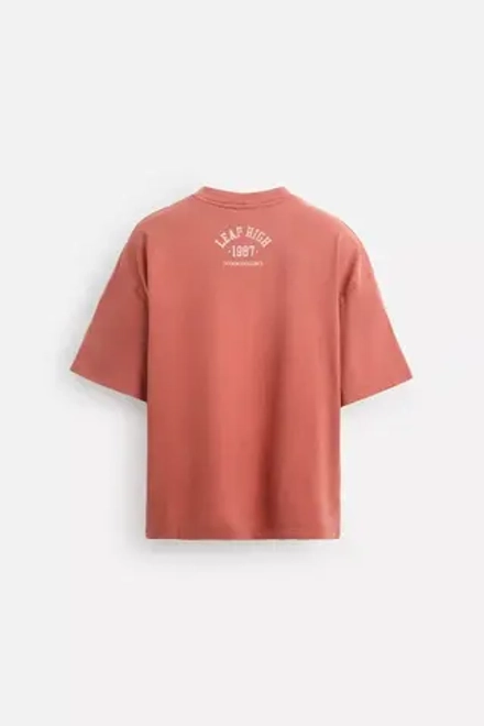 ZARA ФУТБОЛКА С ПРИНТОМ В СТИЛЕ ПРЕППИ, КРАСНЫЙ