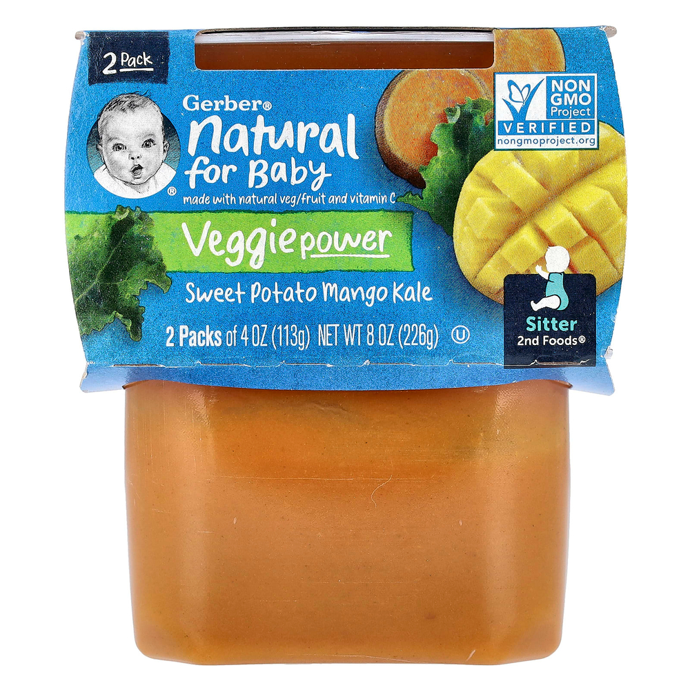 Gerber, Natural for Baby, Veggie Power, 2nd Foods®, батат и манго, 2 пакетика по 113 г (4 унции)